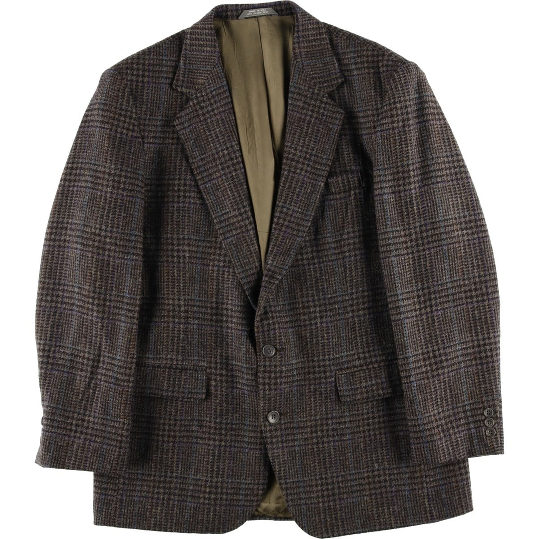 Haggar Imperial Check Pattern Houndstooth Pattern Wool Tailored Jacket, Made in USA, Men's Size Medium wool Purple type blue-purple Vintage Second Hand