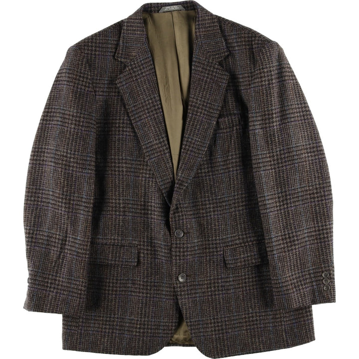 Haggar Imperial Check Pattern Houndstooth Pattern Wool Tailored Jacket, Made in USA, Men's Size Medium wool Purple type blue-purple Vintage Second Hand