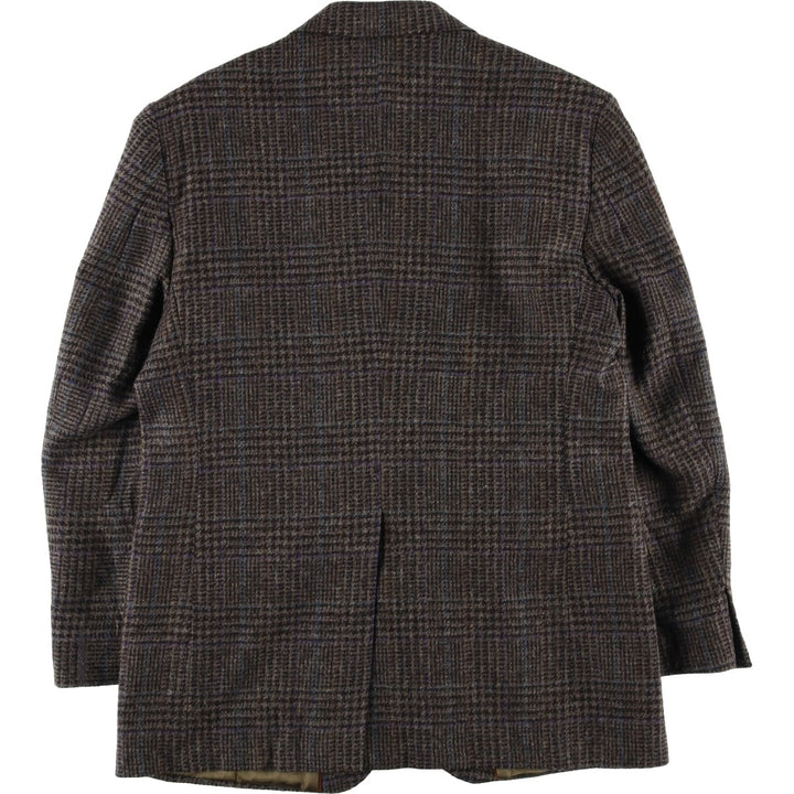 Haggar Imperial Check Pattern Houndstooth Pattern Wool Tailored Jacket, Made in USA, Men's Size Medium wool Purple type blue-purple Vintage Second Hand