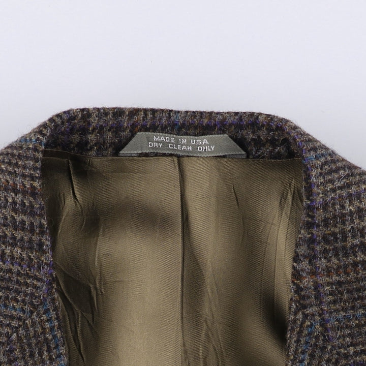 Haggar Imperial Check Pattern Houndstooth Pattern Wool Tailored Jacket, Made in USA, Men's Size Medium wool Purple type blue-purple Vintage Second Hand