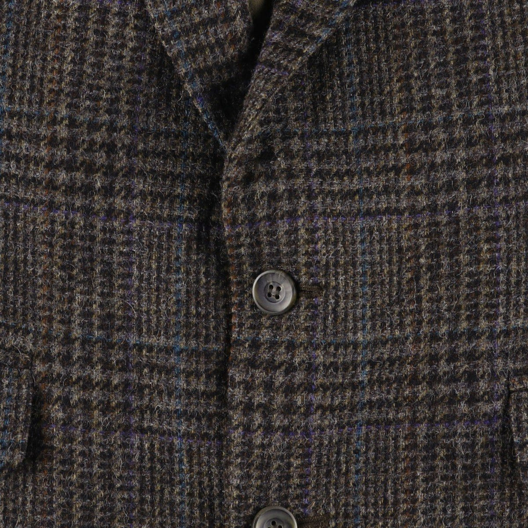 Haggar Imperial Check Pattern Houndstooth Pattern Wool Tailored Jacket, Made in USA, Men's Size Medium wool Purple type blue-purple Vintage Second Hand