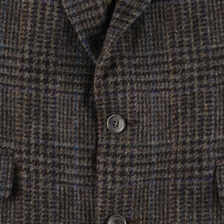 Haggar Imperial Check Pattern Houndstooth Pattern Wool Tailored Jacket, Made in USA, Men's Size Medium wool Purple type blue-purple Vintage Second Hand