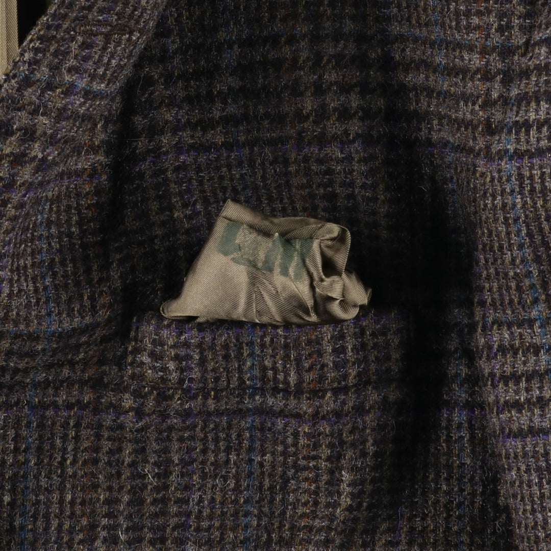 Haggar Imperial Check Pattern Houndstooth Pattern Wool Tailored Jacket, Made in USA, Men's Size Medium wool Purple type blue-purple Vintage Second Hand