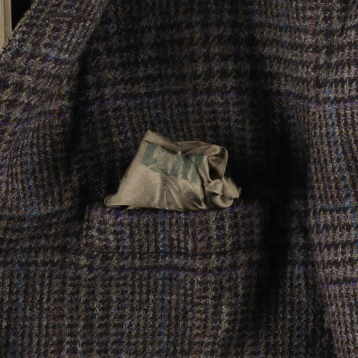 Haggar Imperial Check Pattern Houndstooth Pattern Wool Tailored Jacket, Made in USA, Men's Size Medium wool Purple type blue-purple Vintage Second Hand