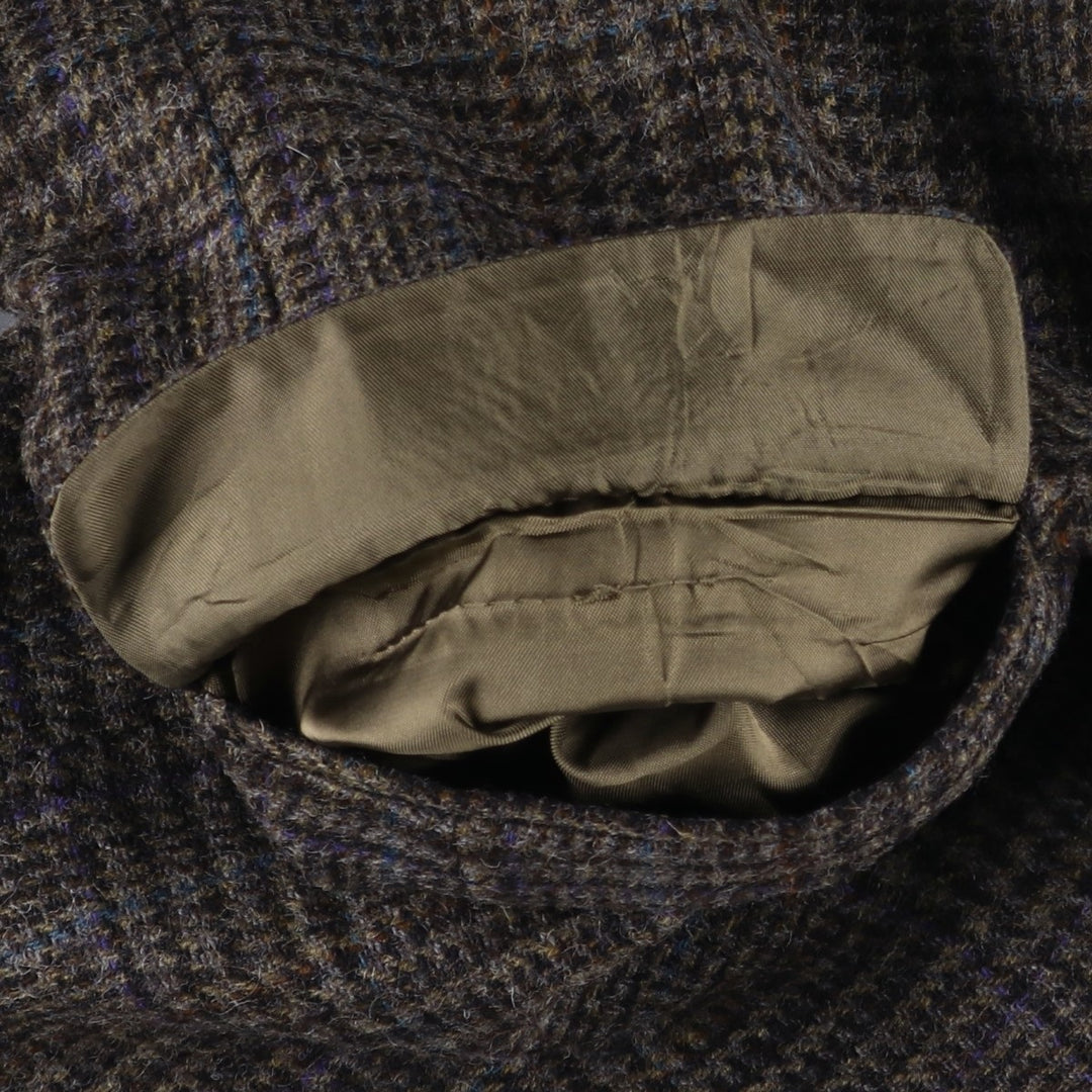 Haggar Imperial Check Pattern Houndstooth Pattern Wool Tailored Jacket, Made in USA, Men's Size Medium wool Purple type blue-purple Vintage Second Hand