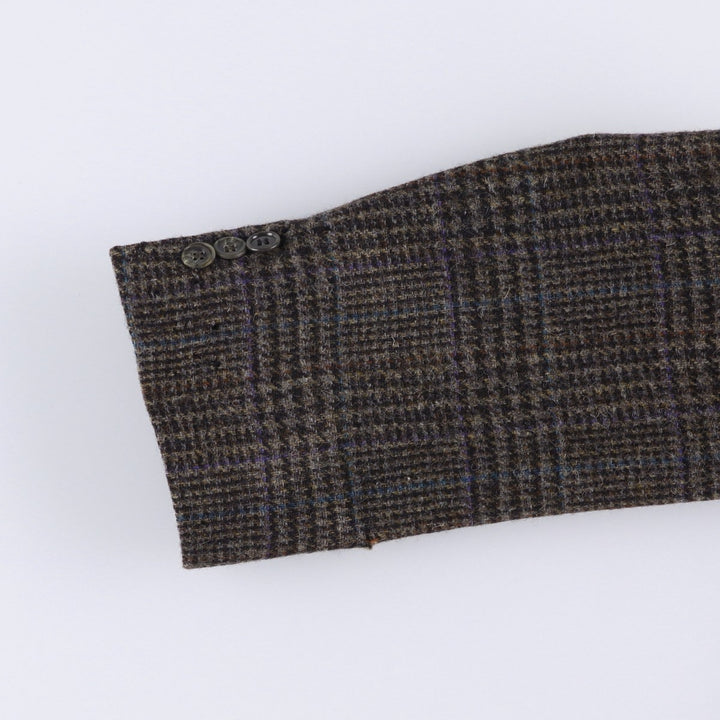 Haggar Imperial Check Pattern Houndstooth Pattern Wool Tailored Jacket, Made in USA, Men's Size Medium wool Purple type blue-purple Vintage Second Hand