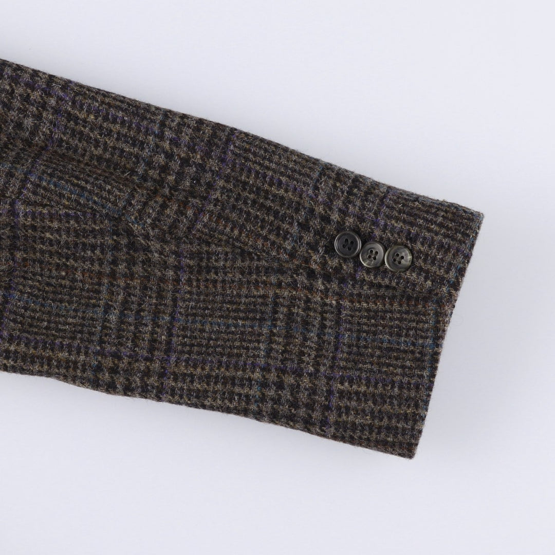 Haggar Imperial Check Pattern Houndstooth Pattern Wool Tailored Jacket, Made in USA, Men's Size Medium wool Purple type blue-purple Vintage Second Hand