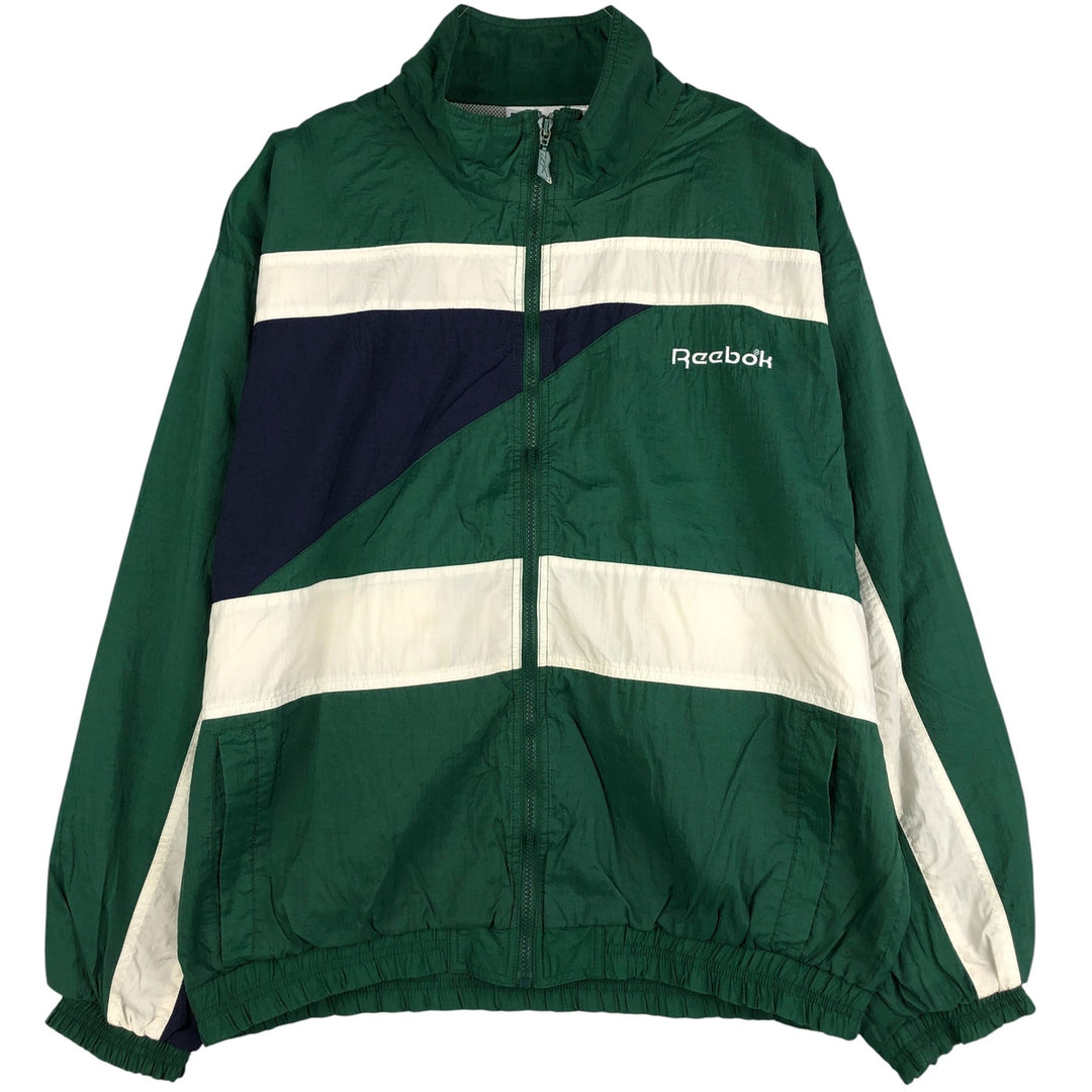 90'S Reebok Back Logo Nylon Jacket Men's Size L Vintage Nylon green type Vintage Second Hand