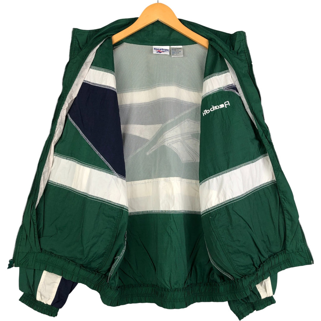90'S Reebok Back Logo Nylon Jacket Men's Size L Vintage Nylon green type Vintage Second Hand