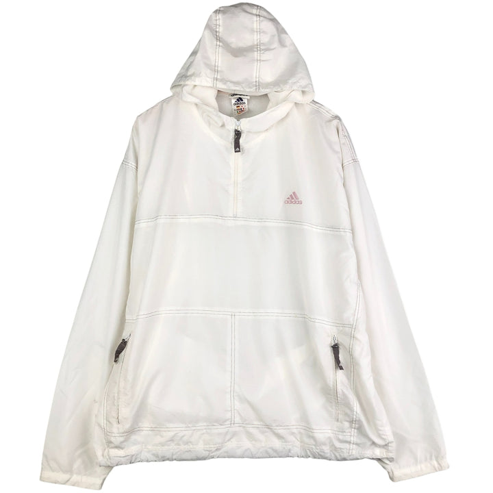 Vintage 90'S Adidas half-zip hooded warm-up pullover, men's size XL polyester white type Vintage Second Hand