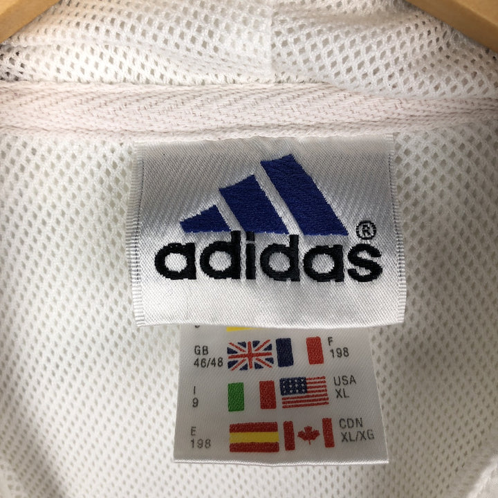 Vintage 90'S Adidas half-zip hooded warm-up pullover, men's size XL polyester white type Vintage Second Hand