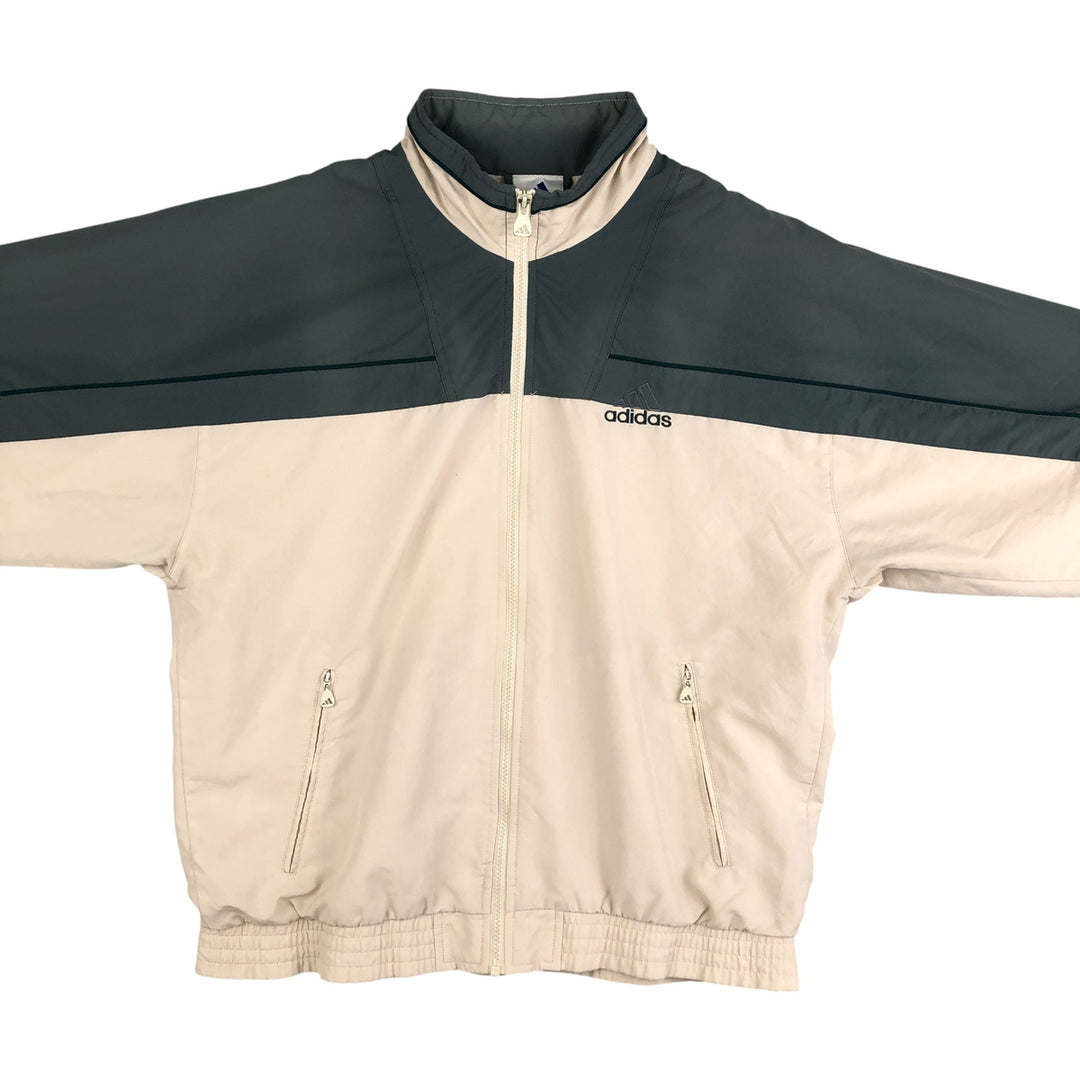 2000'S Adidas Back Logo Windbreaker, Men's Size Medium polyester Khaki type sage green Vintage Second Hand