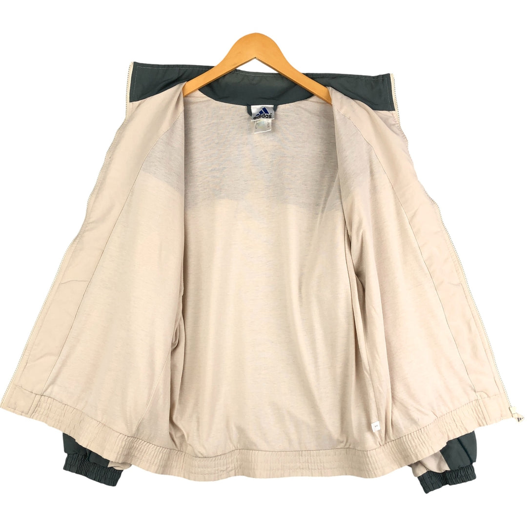 2000'S Adidas Back Logo Windbreaker, Men's Size Medium polyester Khaki type sage green Vintage Second Hand