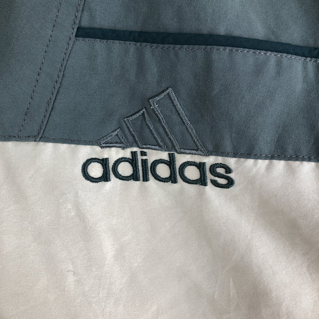 2000'S Adidas Back Logo Windbreaker, Men's Size Medium polyester Khaki type sage green Vintage Second Hand