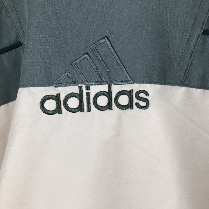 2000'S Adidas Back Logo Windbreaker, Men's Size Medium polyester Khaki type sage green Vintage Second Hand