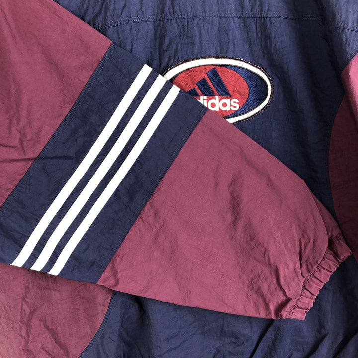 Vintage 90s-00'S Adidas nylon jacket with back logo, size L, men's Nylon navy blue type Vintage Second Hand