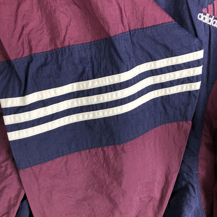 Vintage 90s-00'S Adidas nylon jacket with back logo, size L, men's Nylon navy blue type Vintage Second Hand