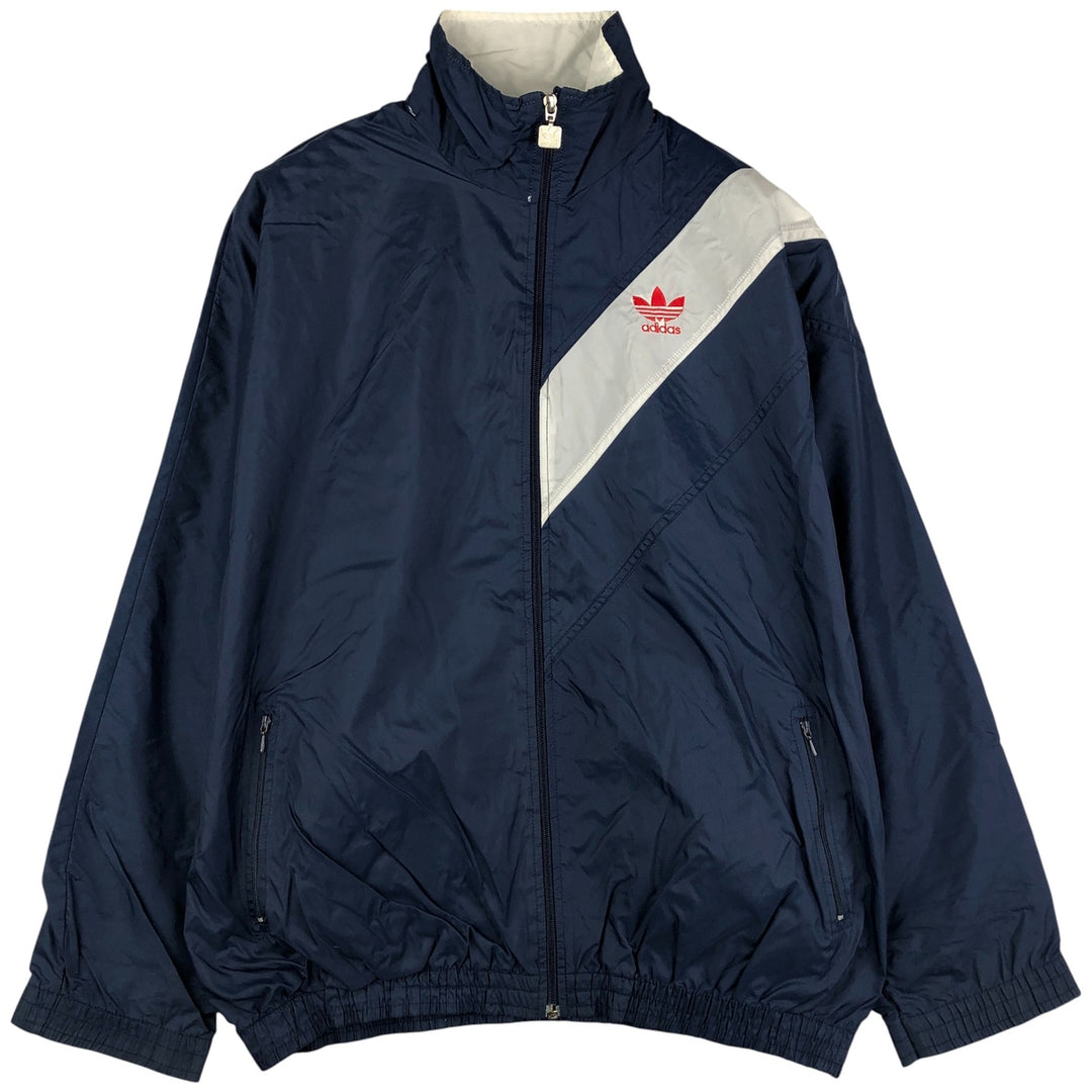 Vintage 70s-80'S Adidas Trefoil Logo Nylon Jacket, Men's Size XL Nylon navy blue type Vintage Second Hand