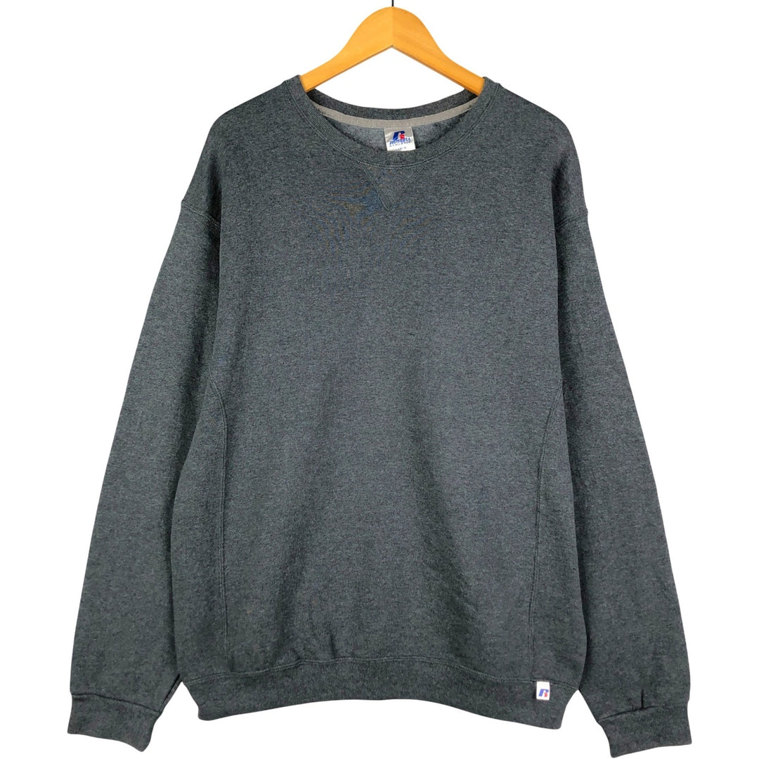 2000'S - Russell plain blank sweatshirt, men's size L cotton gray type Vintage Second Hand