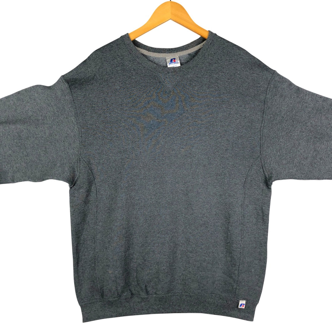 2000'S - Russell plain blank sweatshirt, men's size L cotton gray type Vintage Second Hand