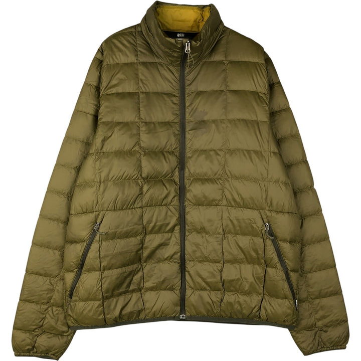 REI CO-OP 650 Fill Power Down Jacket, Men's Size L Nylon Khaki type Vintage Second Hand