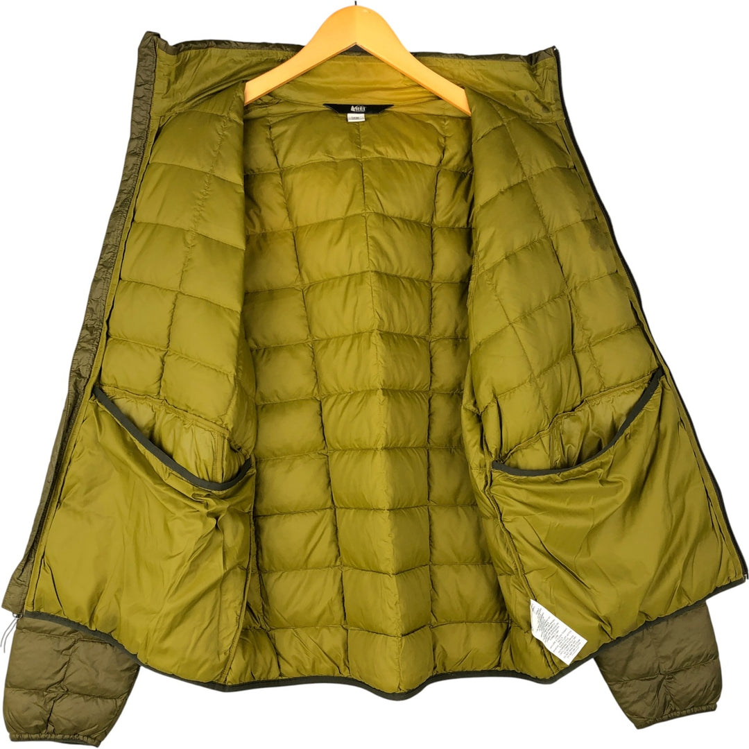 REI CO-OP 650 Fill Power Down Jacket, Men's Size L Nylon Khaki type Vintage Second Hand