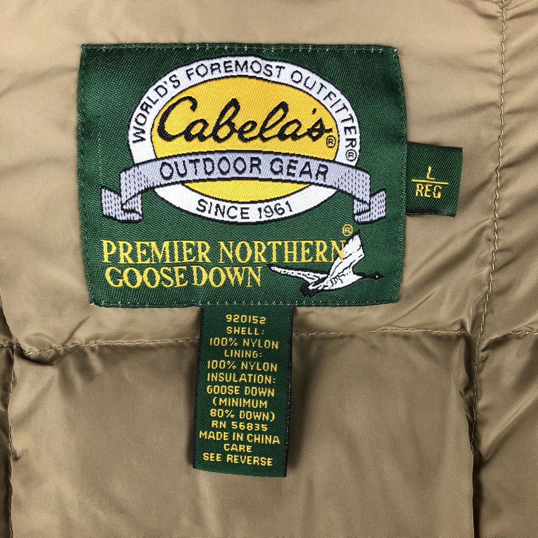 90s-00'S Cabelas Vintage Goose Down Jacket, Men's Size L Nylon Khaki type beige Vintage Second Hand