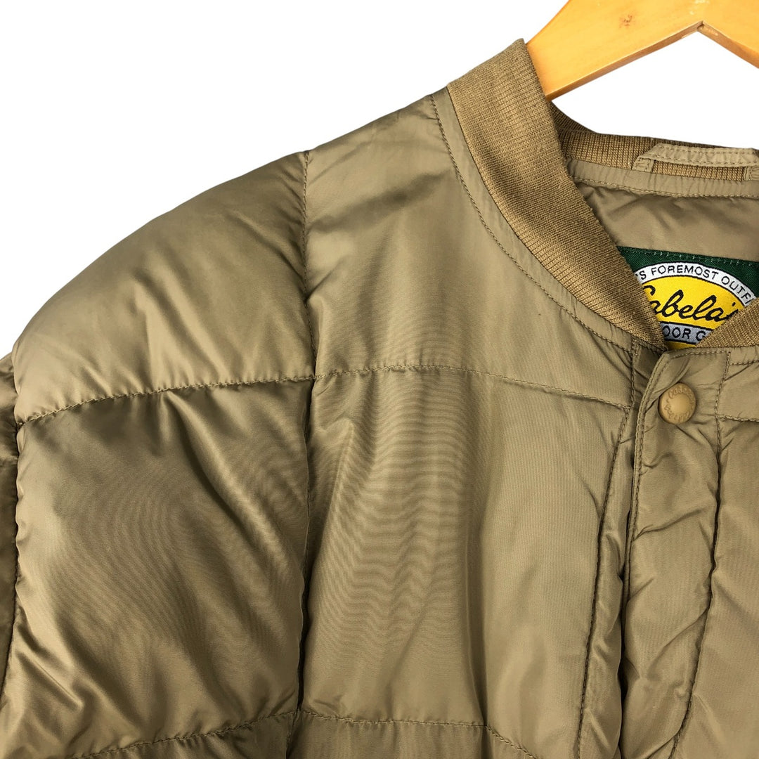 90s-00'S Cabelas Vintage Goose Down Jacket, Men's Size L Nylon Khaki type beige Vintage Second Hand