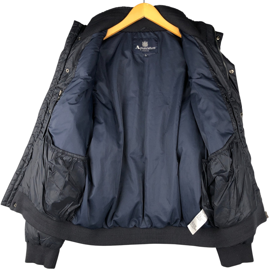 Aquascutum LONDON goose down jacket, men's size L Nylon black type Vintage Second Hand