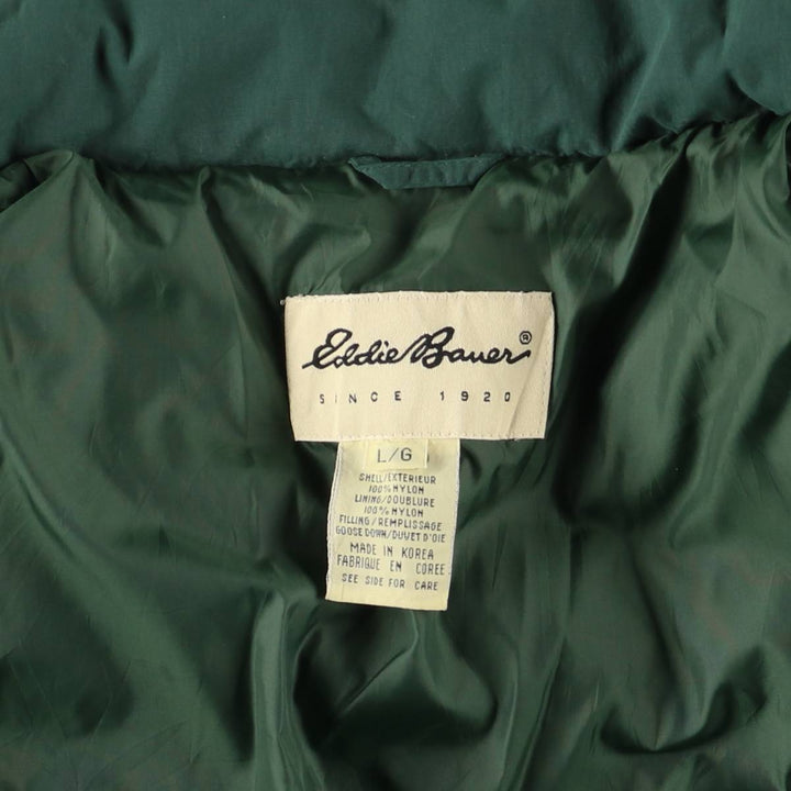 00'S Eddie Bauer goose down jacket, men's size L Nylon green type Vintage Second Hand