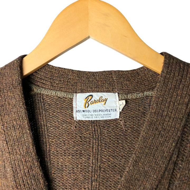 Barclay wool knit cardigan, men's size XL wool brown type Vintage Second Hand