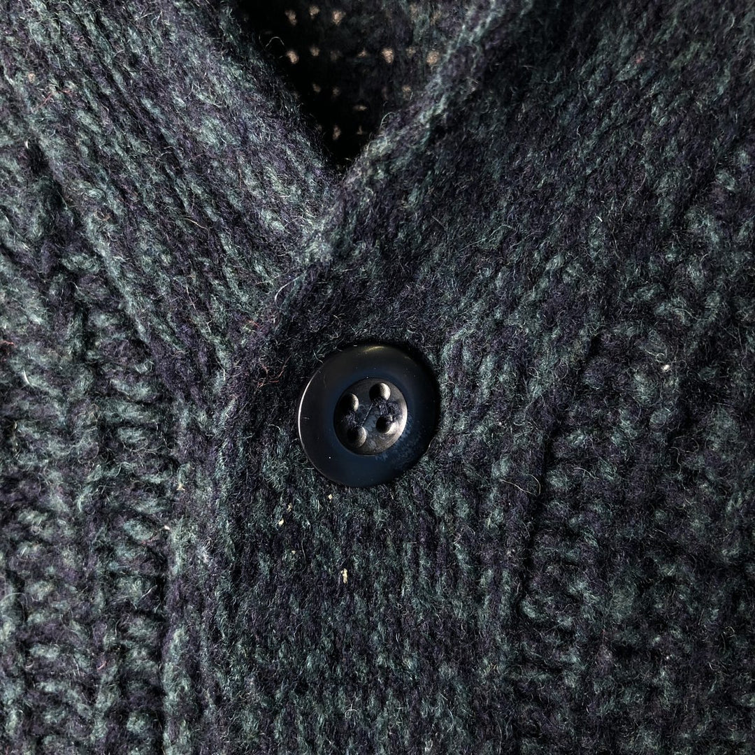 LLBean Shawl Collar Lambswool Knit Cardigan, Men's Size Medium Lamb wool Green type dark green Vintage Second Hand