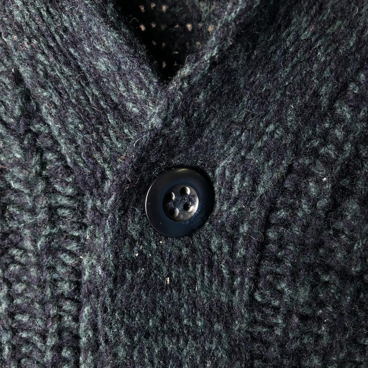 LLBean Shawl Collar Lambswool Knit Cardigan, Men's Size Medium Lamb wool Green type dark green Vintage Second Hand