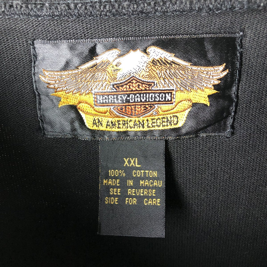 Harley-Davidson Henley Neck Long T-Shirt, Men's XXL cotton black type Vintage Second Hand