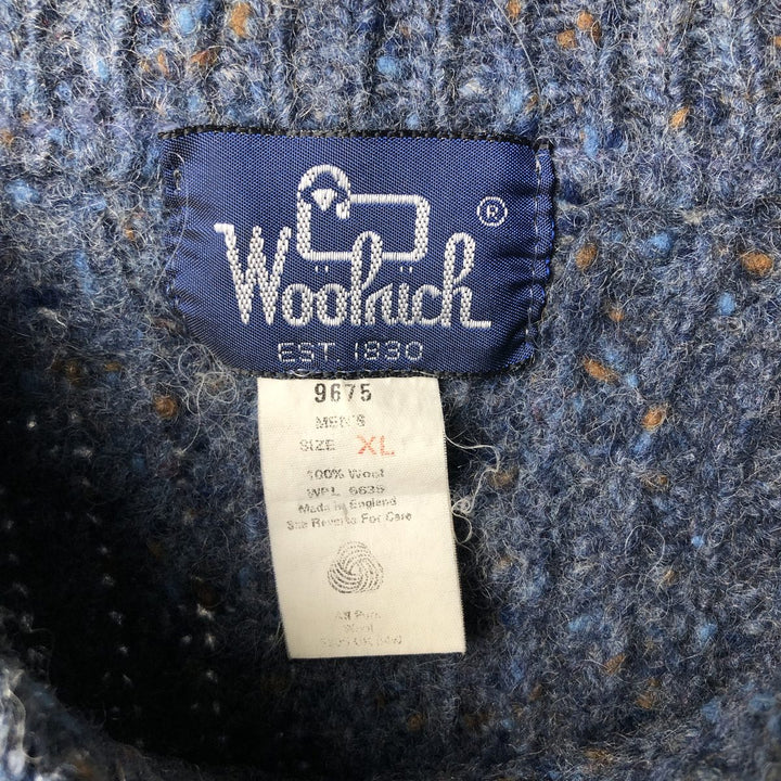 Vintage 1990'S WOOLRICH Color Nep Wool Knit Sweater, Made in England, Men's XL wool Navy blue Vintage Second Hand