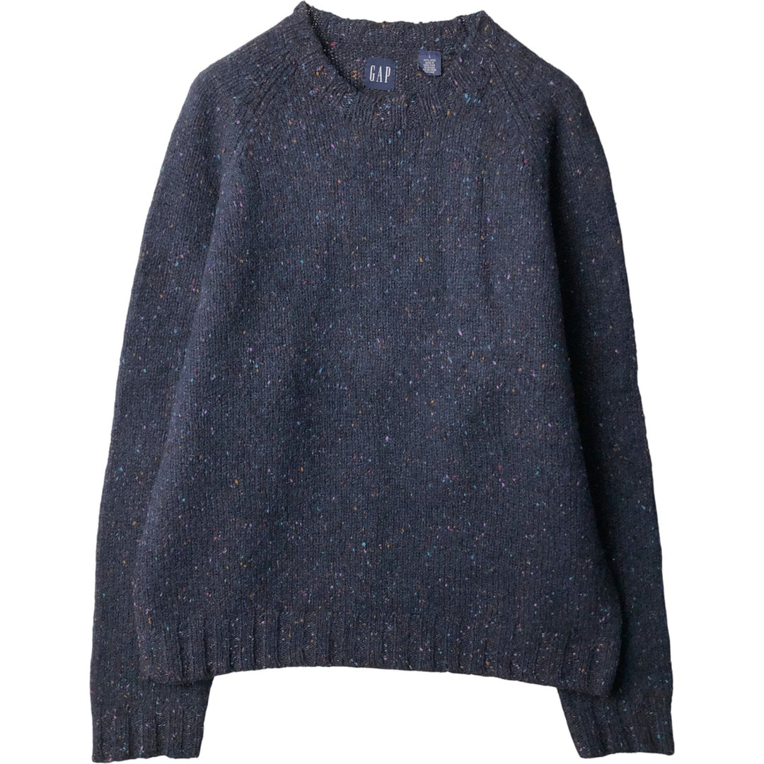 Vintage 90s-00'S GAP Color Nep Wool Knit Sweater, Men's Size L wool navy blue type Vintage Second Hand