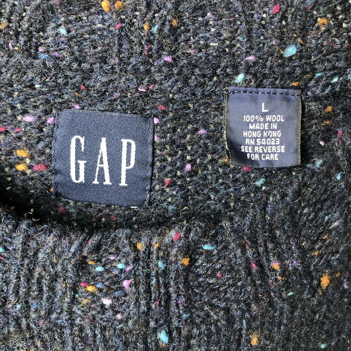 Vintage 90s-00'S GAP Color Nep Wool Knit Sweater, Men's Size L wool navy blue type Vintage Second Hand