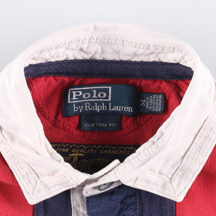 Ralph Lauren POLO by Ralph Lauren CUSTOM FIT long sleeve rugby shirt, men's M size cotton burgundy type Vintage Second Hand
