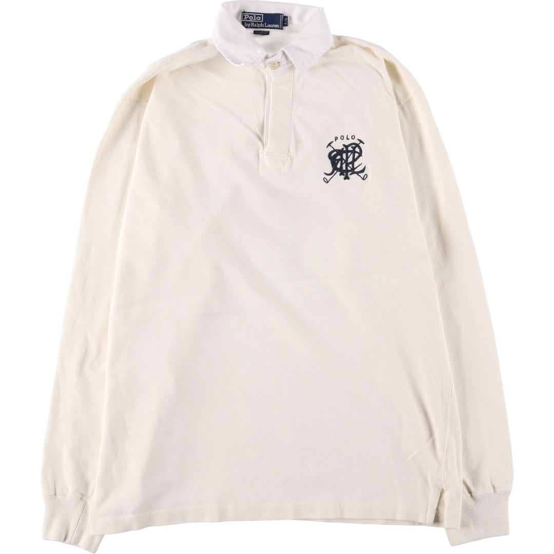 Ralph Lauren POLO by Ralph Lauren long sleeve rugby shirt, men's size L cotton pale white type Vintage Second Hand