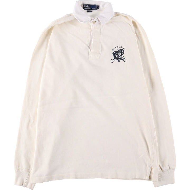 Ralph Lauren POLO by Ralph Lauren long sleeve rugby shirt, men's size L cotton pale white type Vintage Second Hand