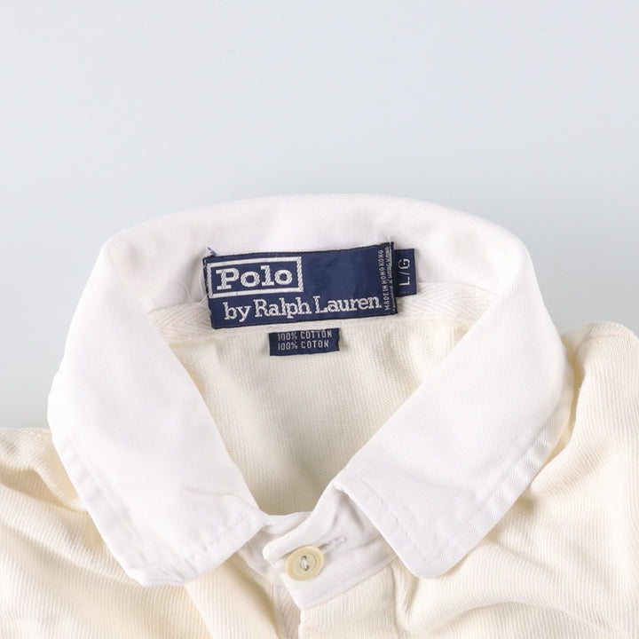 Ralph Lauren POLO by Ralph Lauren long sleeve rugby shirt, men's size L cotton pale white type Vintage Second Hand