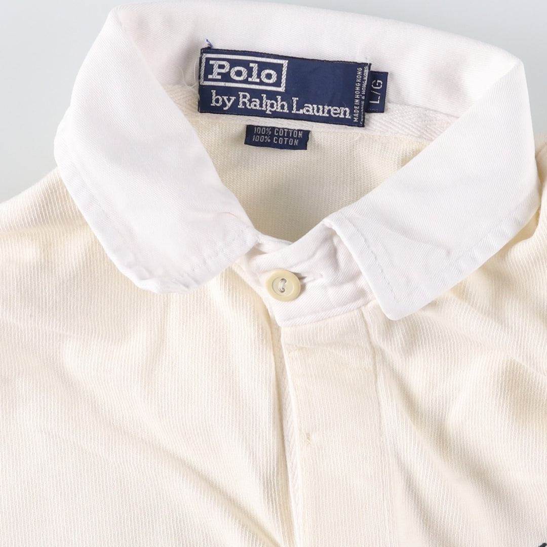 Ralph Lauren POLO by Ralph Lauren long sleeve rugby shirt, men's size L cotton pale white type Vintage Second Hand