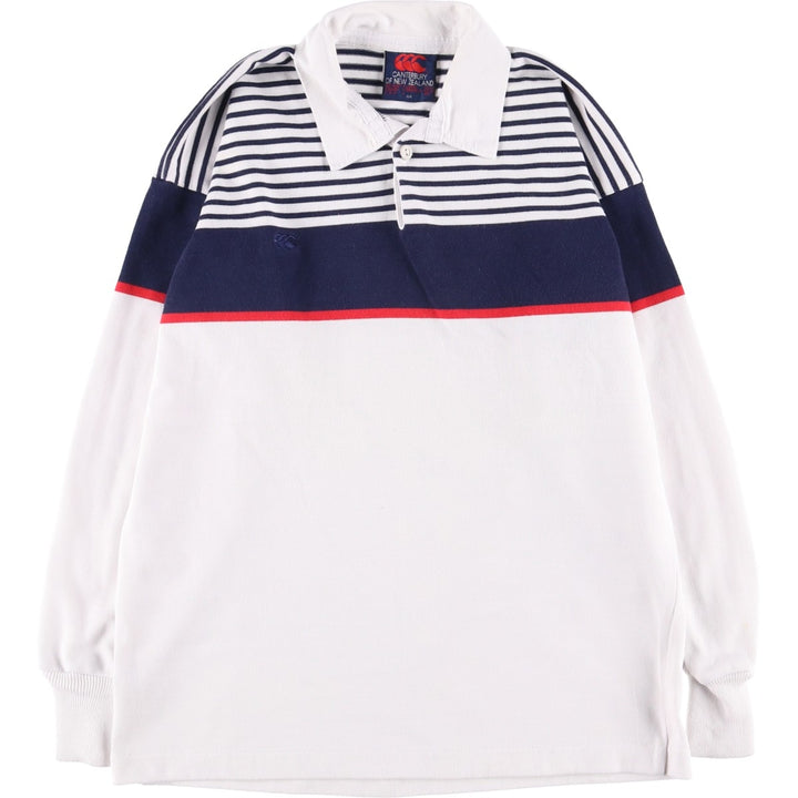 90'S Canterbury Multi-Border Long Sleeve Rugby Shirt, Men's Size L, Vintage cotton white type Vintage Second Hand