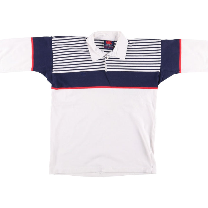 90'S Canterbury Multi-Border Long Sleeve Rugby Shirt, Men's Size L, Vintage cotton white type Vintage Second Hand