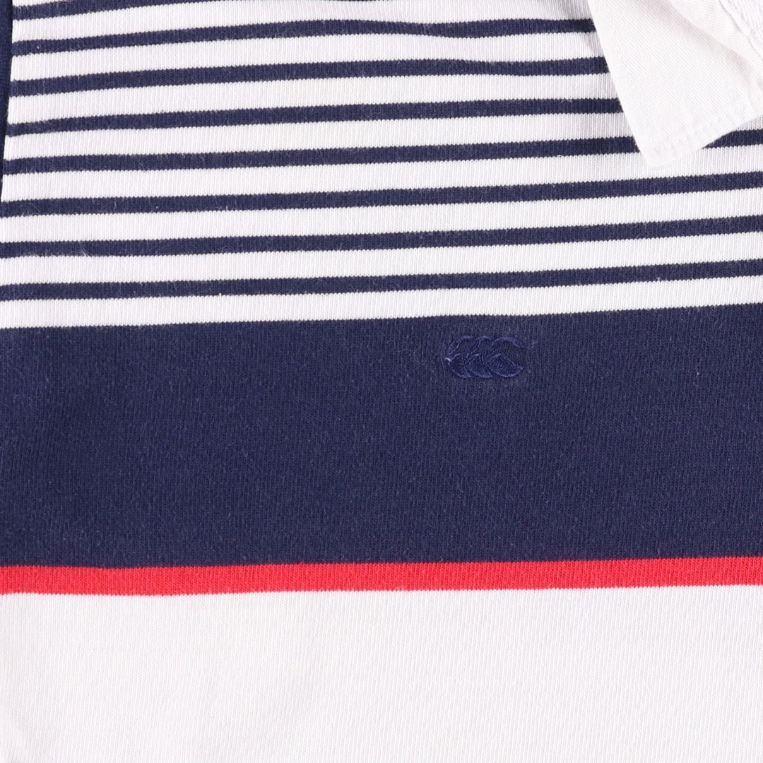 90'S Canterbury Multi-Border Long Sleeve Rugby Shirt, Men's Size L, Vintage cotton white type Vintage Second Hand