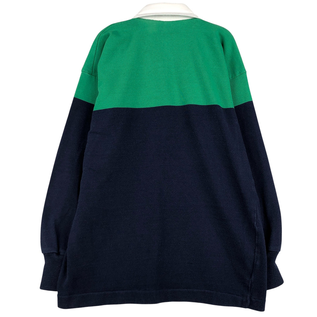 90'S Canterbury Two-Tone Long Sleeve Rugby Shirt, Men's Size L, Vintage cotton navy blue type Vintage Second Hand