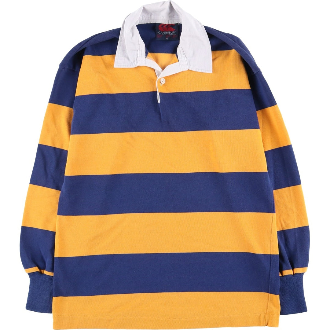 Vintage 90'S Canterbury striped long-sleeved rugby shirt, made in New Zealand, size L, men's cotton yellow type Vintage Second Hand