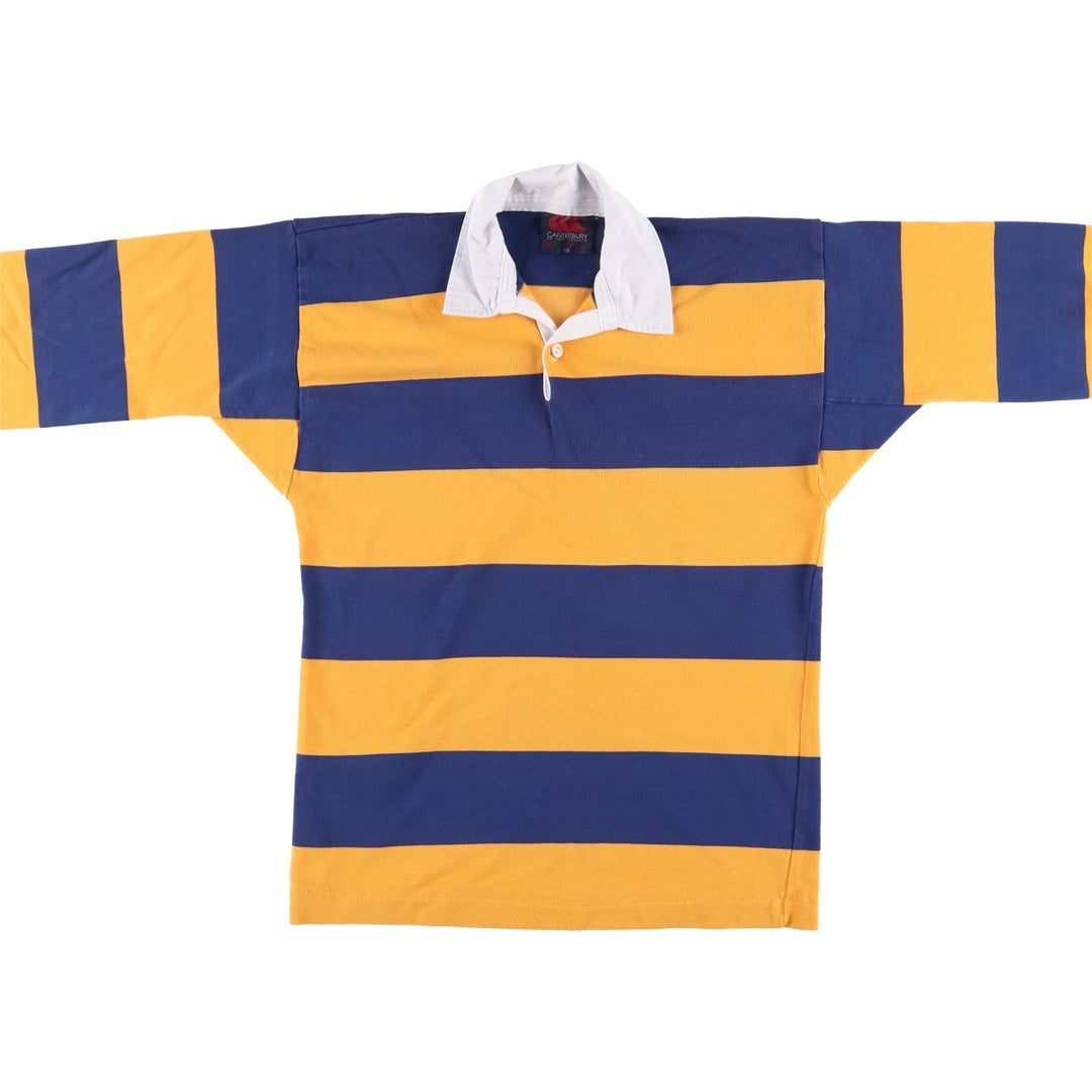 Vintage 90'S Canterbury striped long-sleeved rugby shirt, made in New Zealand, size L, men's cotton yellow type Vintage Second Hand