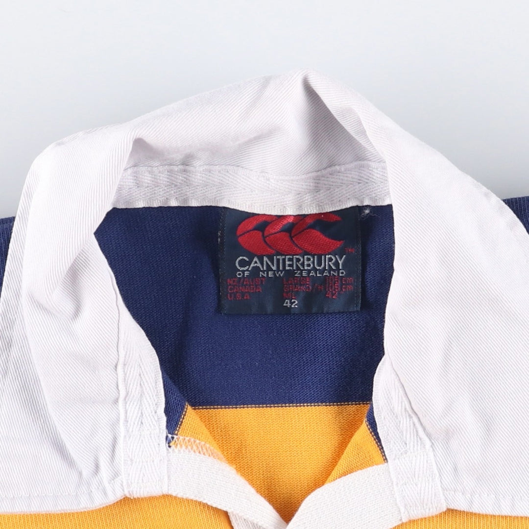 Vintage 90'S Canterbury striped long-sleeved rugby shirt, made in New Zealand, size L, men's cotton yellow type Vintage Second Hand
