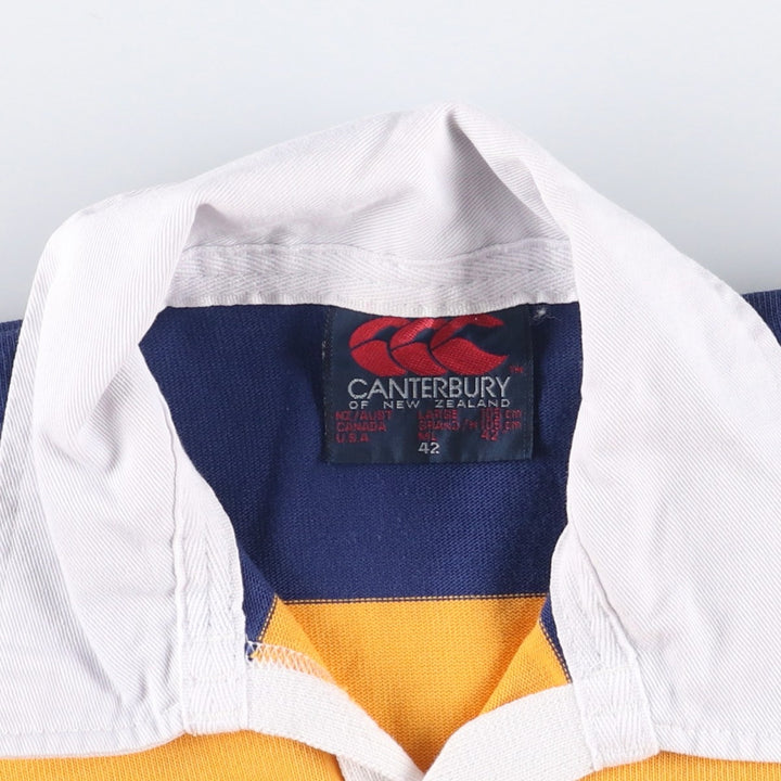 Vintage 90'S Canterbury striped long-sleeved rugby shirt, made in New Zealand, size L, men's cotton yellow type Vintage Second Hand